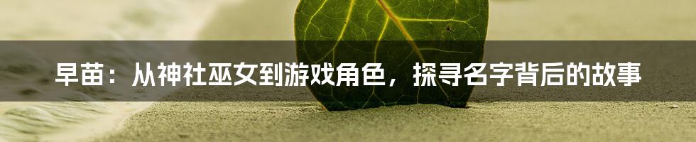 早苗:从神社巫女到游戏角色,探寻名字背后的故事