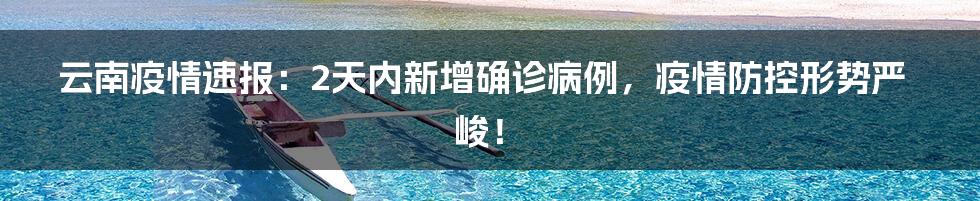 云南疫情速报:2天内新增确诊病例,疫情防控形势严峻!
