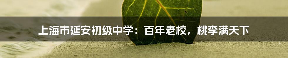 上海市延安初级中学:百年老校,桃李满天下