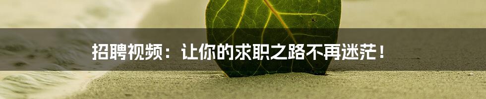 招聘视频:让你的求职之路不再迷茫!