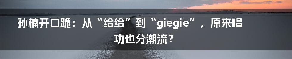 孙楠开口跪:从“给给”到“giegie”,原来唱功也分潮流?