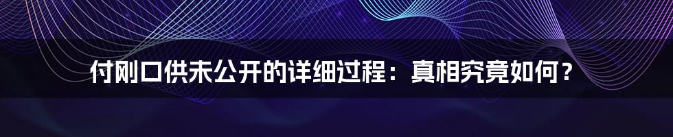 付刚口供未公开的详细过程:真相究竟如何?