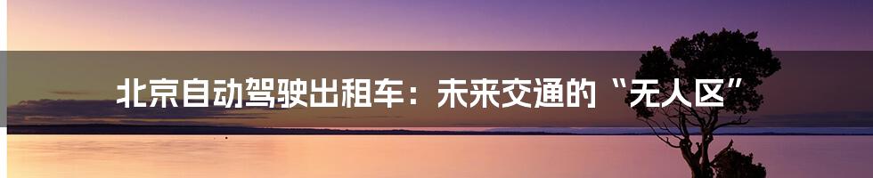 北京自动驾驶出租车:未来交通的“无人区”