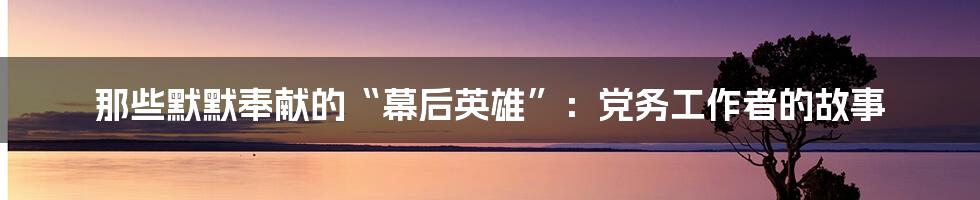 那些默默奉献的“幕后英雄”:党务工作者的故事