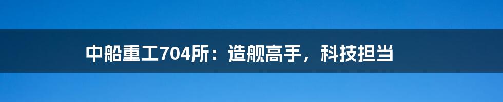 中船重工704所:造舰高手,科技担当