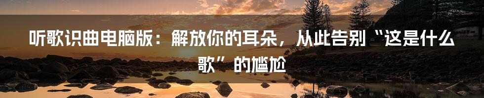 听歌识曲电脑版:解放你的耳朵,从此告别“这是什么歌”的尴尬