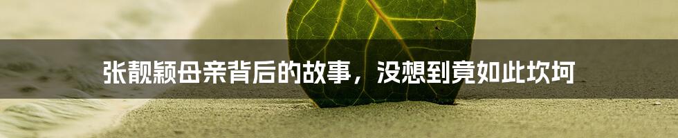 张靓颖母亲背后的故事,没想到竟如此坎坷