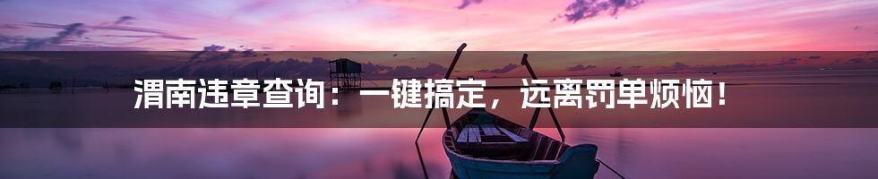 渭南违章查询:一键搞定,远离罚单烦恼!