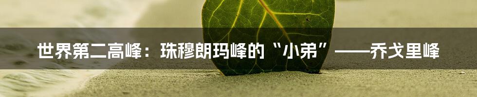 世界第二高峰:珠穆朗玛峰的“小弟”——乔戈里峰