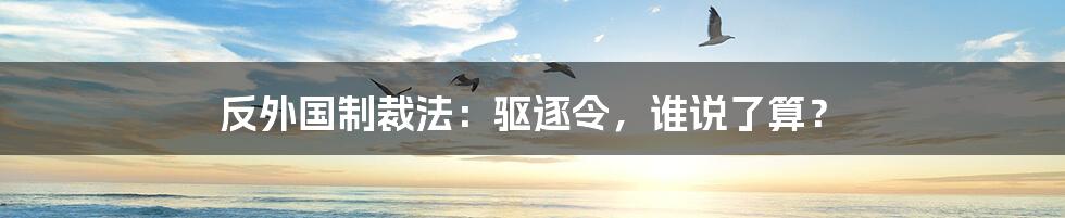 反外国制裁法:驱逐令,谁说了算?