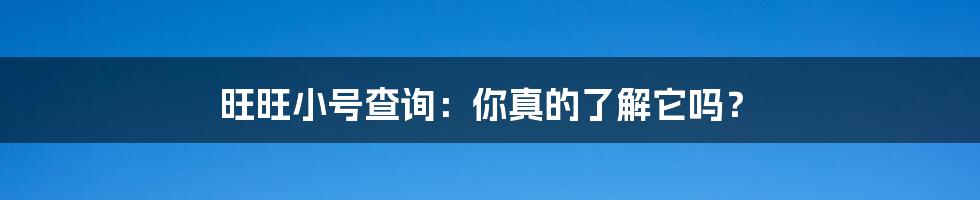 旺旺小号查询:你真的了解它吗?