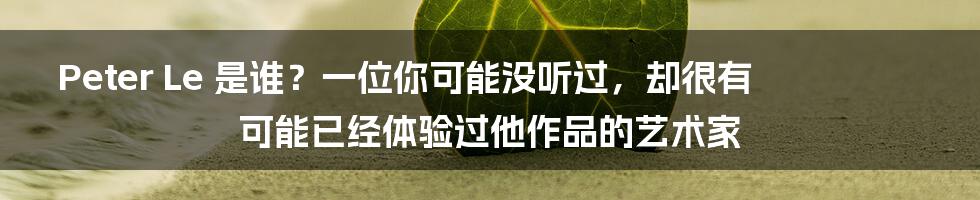 Peter Le 是谁?一位你可能没听过,却很有可能已经体验过他作品的艺术家