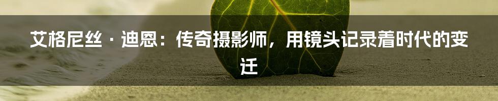 艾格尼丝·迪恩:传奇摄影师,用镜头记录着时代的变迁