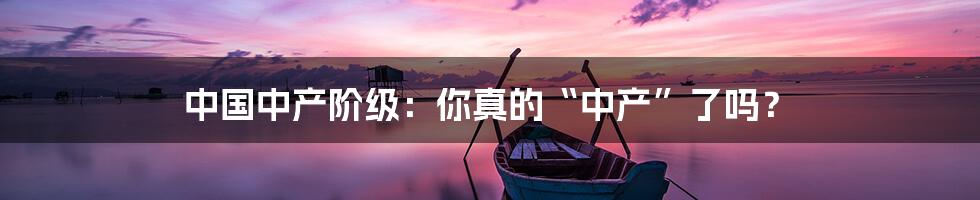 中国中产阶级:你真的“中产”了吗?