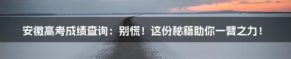 安徽高考成绩查询:别慌!这份秘籍助你一臂之力!