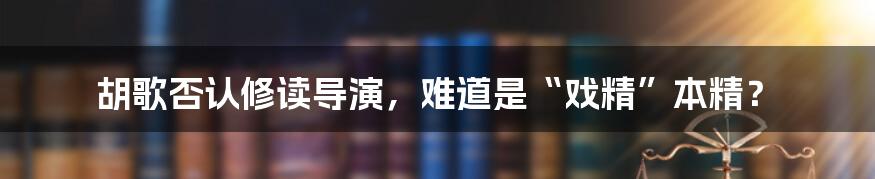 胡歌否认修读导演,难道是“戏精”本精?