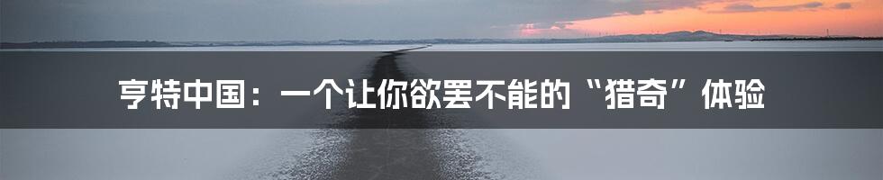亨特中国:一个让你欲罢不能的“猎奇”体验