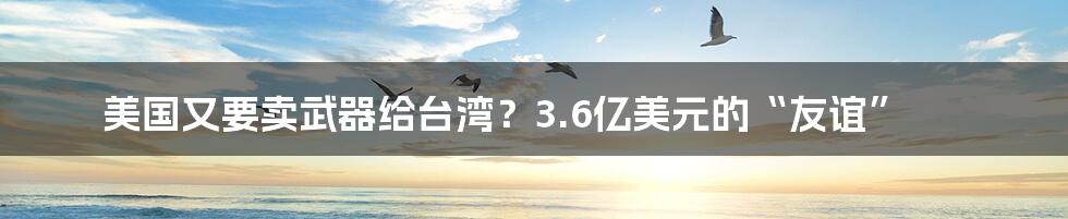 美国又要卖武器给台湾?3.6亿美元的“友谊”