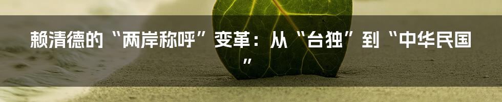 赖清德的“两岸称呼”变革:从“台独”到“中华民国”