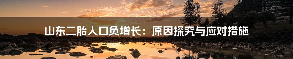 山东二胎人口负增长:原因探究与应对措施