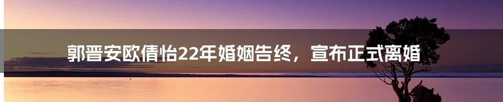 郭晋安欧倩怡22年婚姻告终,宣布正式离婚