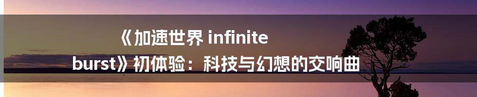 《加速世界 infinite burst》初体验:科技与幻想的交响曲