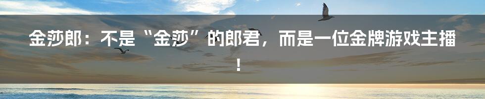 金莎郎:不是“金莎”的郎君,而是一位金牌游戏主播!