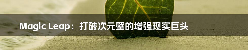 Magic Leap:打破次元壁的增强现实巨头