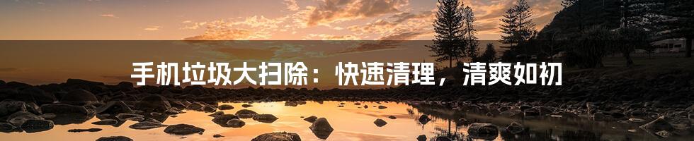 手机垃圾大扫除：快速清理，清爽如初