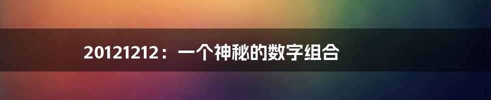 20121212:一个神秘的数字组合