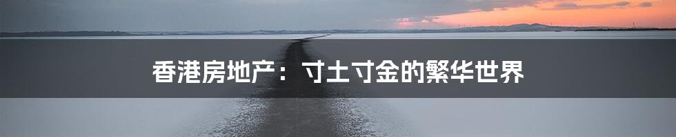 香港房地产:寸土寸金的繁华世界