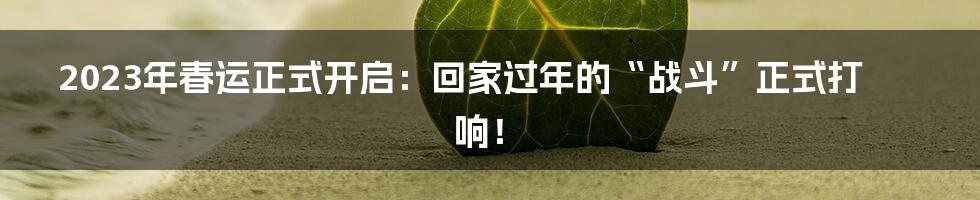 2023年春运正式开启:回家过年的“战斗”正式打响!