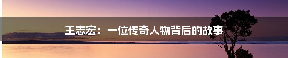 王志宏:一位传奇人物背后的故事