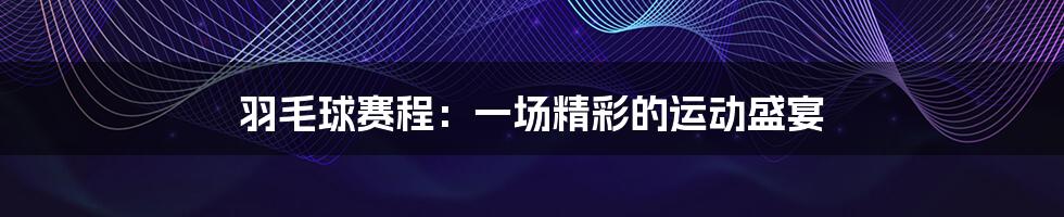 羽毛球赛程:一场精彩的运动盛宴