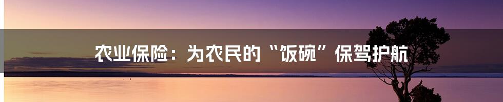 农业保险:为农民的“饭碗”保驾护航