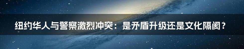 纽约华人与警察激烈冲突:是矛盾升级还是文化隔阂?