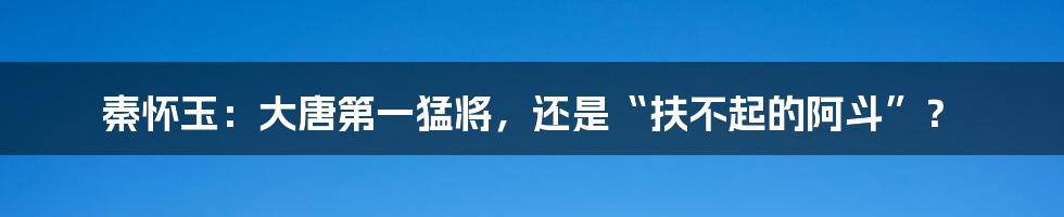 秦怀玉:大唐第一猛将,还是“扶不起的阿斗”?