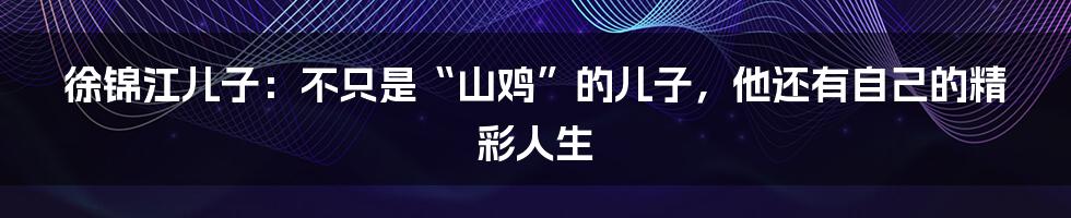 徐锦江儿子:不只是“山鸡”的儿子,他还有自己的精彩人生