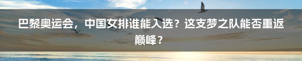巴黎奥运会,中国女排谁能入选?这支梦之队能否重返巅峰?