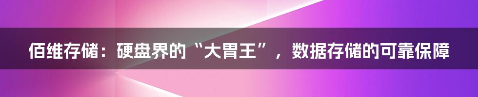 佰维存储:硬盘界的“大胃王”,数据存储的可靠保障
