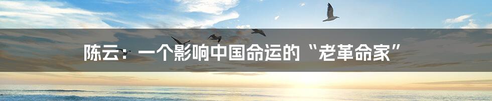陈云:一个影响中国命运的“老革命家”