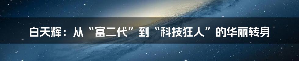 白天辉:从“富二代”到“科技狂人”的华丽转身