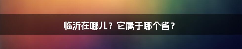 临沂在哪儿?它属于哪个省?