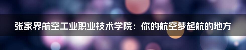 张家界航空工业职业技术学院:你的航空梦起航的地方