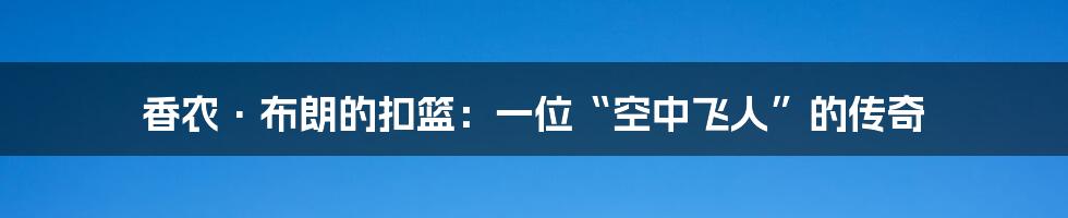 香农·布朗的扣篮:一位“空中飞人”的传奇