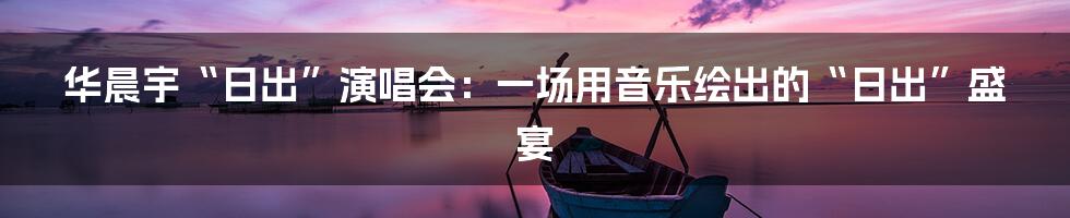 华晨宇“日出”演唱会:一场用音乐绘出的“日出”盛宴