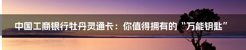 中国工商银行牡丹灵通卡:你值得拥有的“万能钥匙”