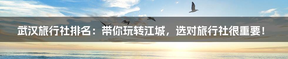 武汉旅行社排名:带你玩转江城,选对旅行社很重要!