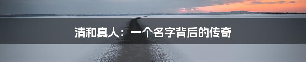 清和真人:一个名字背后的传奇