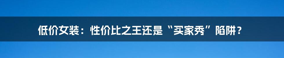 低价女装:性价比之王还是“买家秀”陷阱?
